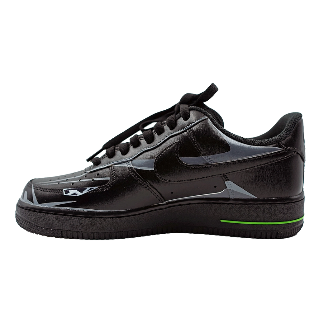 Custom Air Force 1 Black With Geometric Patterns And Lamborghini Logo