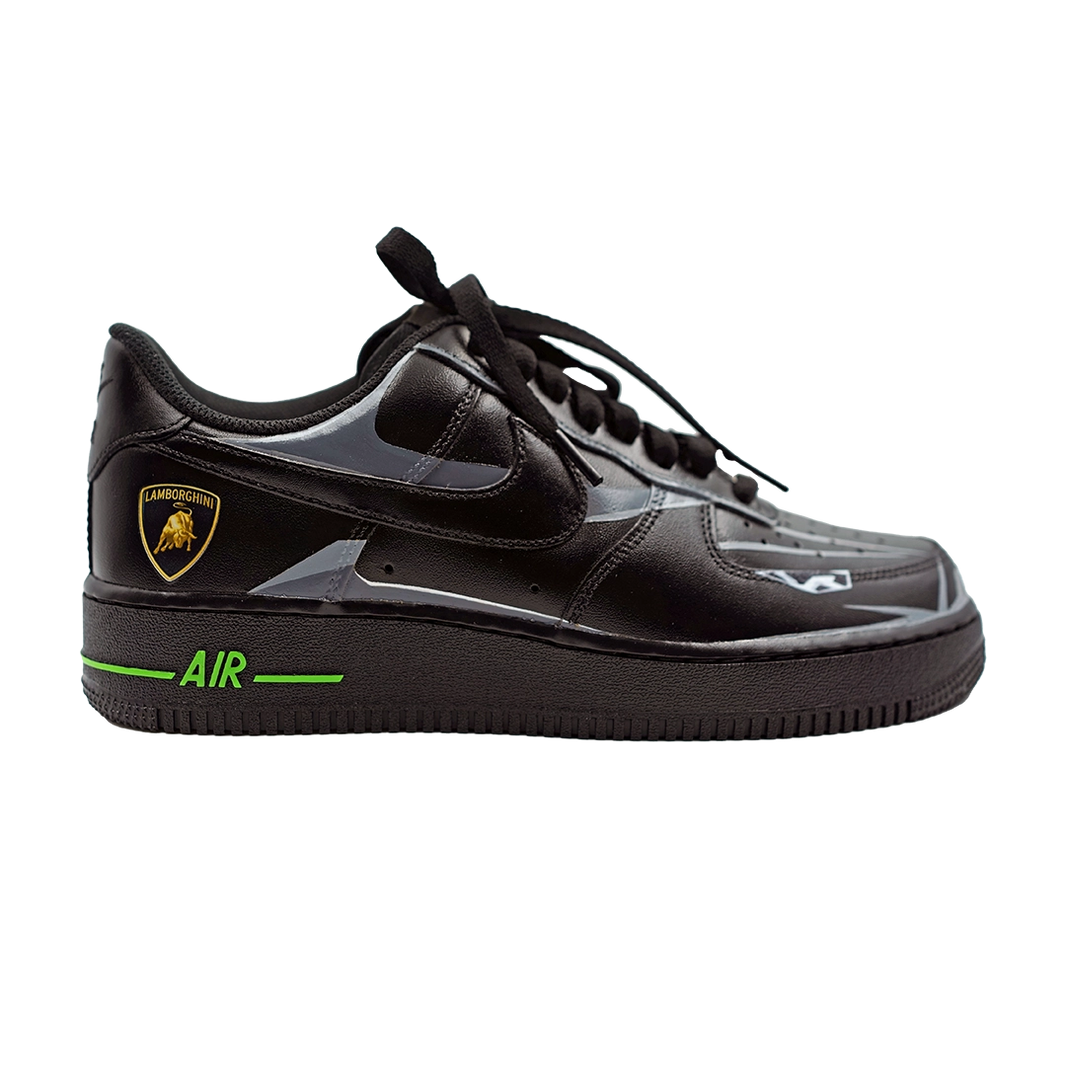Custom Air Force 1 Black With Geometric Patterns And Lamborghini Logo