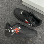 Custom Air Force 1 Black With Skull And Rose