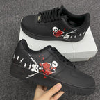 Custom Air Force 1 Black With Skull And Rose
