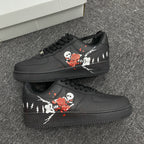 Custom Air Force 1 Black With Skull And Rose