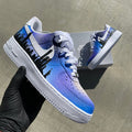 Custom Air Force 1 Blue And Purple With City Skyline Pattern