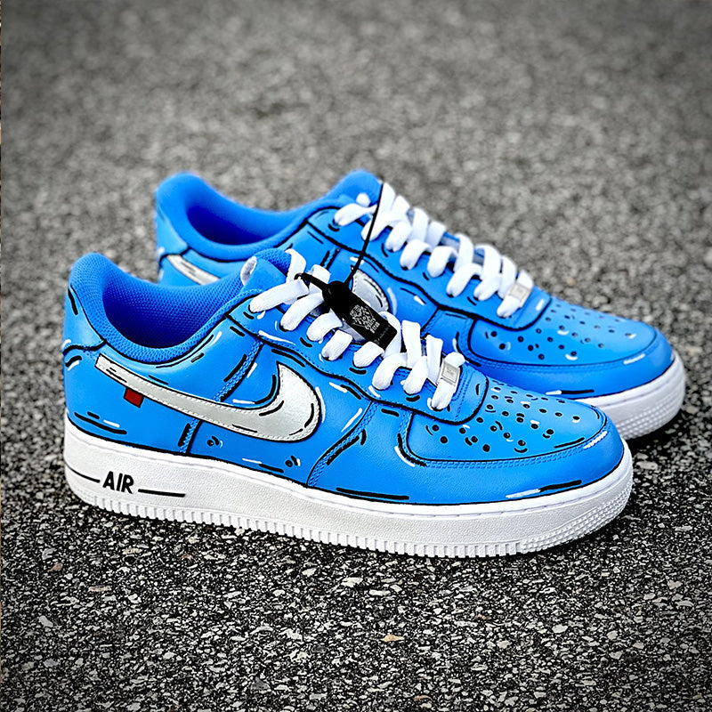 Custom Air Force 1 Blue With Cartoon