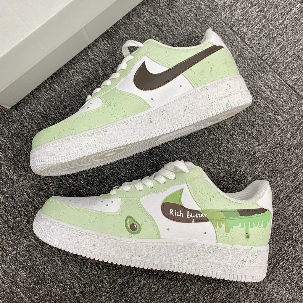 Custom Air Force 1 Light Green And White With Avocado Dripping