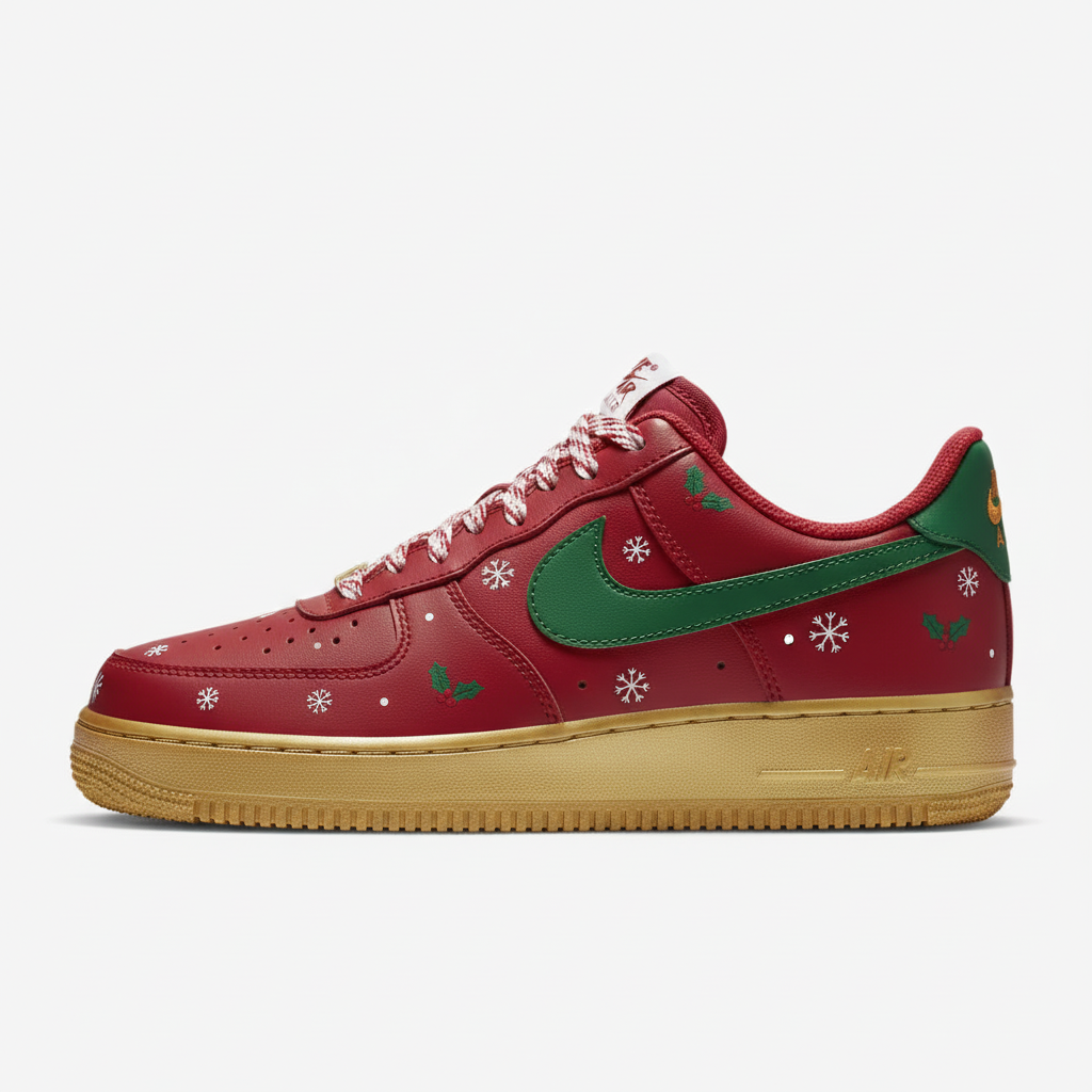Custom Air Force 1 Maroon Christmas Pattern