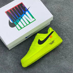 Custom Air Force 1 Neon Yellow With Black Swoosh And Orange Tag