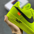 Custom Air Force 1 Neon Yellow With Black Swoosh And Orange Tag