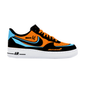 Custom Air Force 1 Orange Black And Baby Blue Logo Design