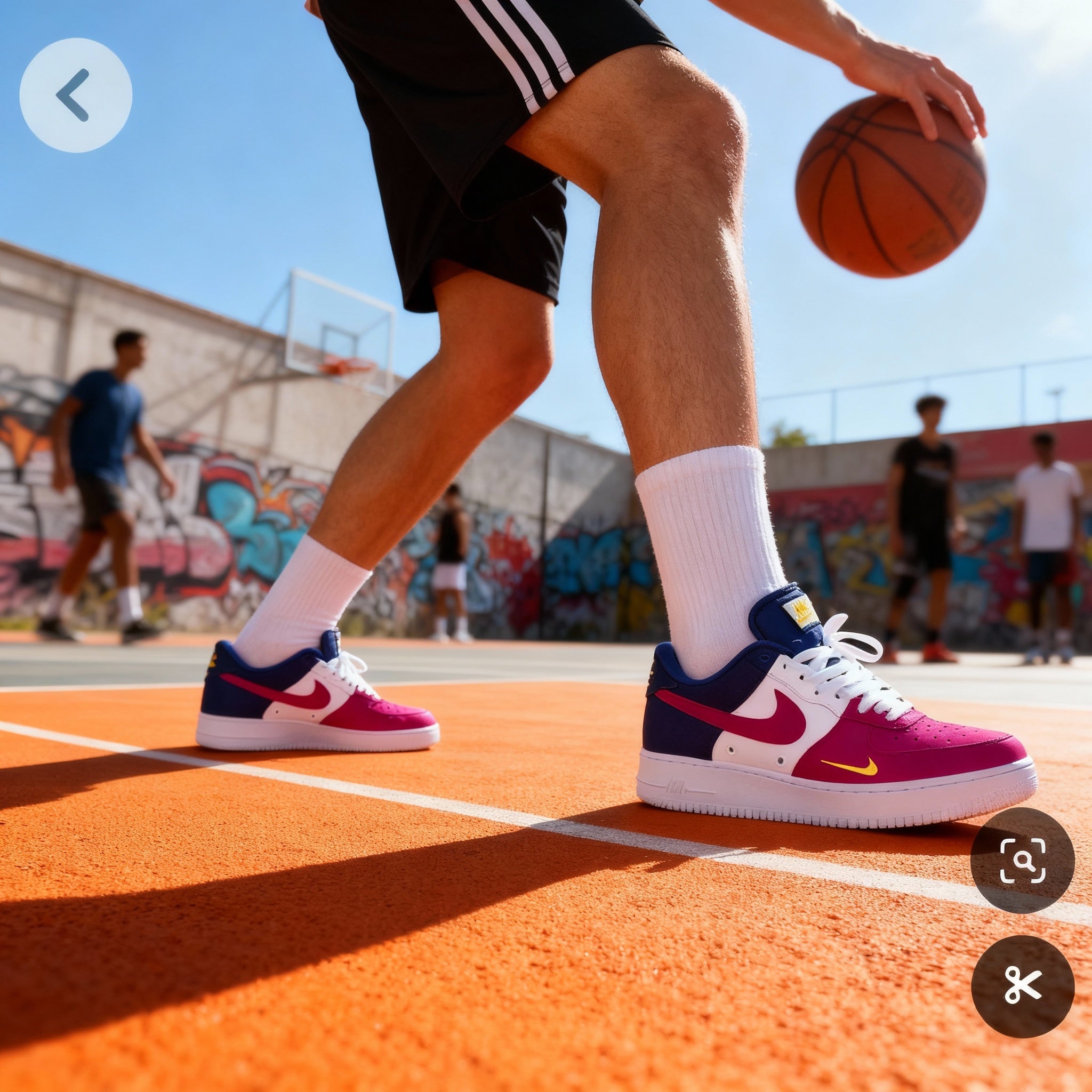 Custom Air Force 1 Pink White Navy Blue Design
