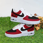 Custom Air Force 1 Red Black White with Bat Pattern