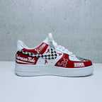 Custom Air Force 1 Red White With Houndstooth And Alabama Graphics