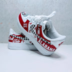 Custom Air Force 1 Red White With Houndstooth And Alabama Graphics