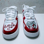 Custom Air Force 1 Red White With Houndstooth And Alabama Graphics