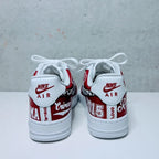 Custom Air Force 1 Red White With Houndstooth And Alabama Graphics