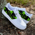 Custom Air Force 1 White And Black With Green Marijuana Leaf