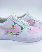 Custom Air Force 1 White Baby Pink Floral Design