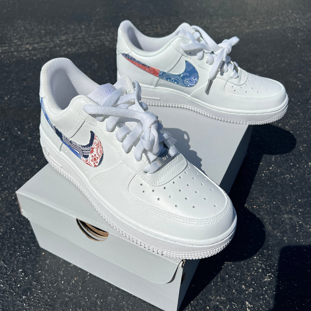 Custom Air Force 1 White BAndana Pattern