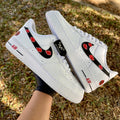 Custom Air Force 1 White Black And Red Cloud Patterns