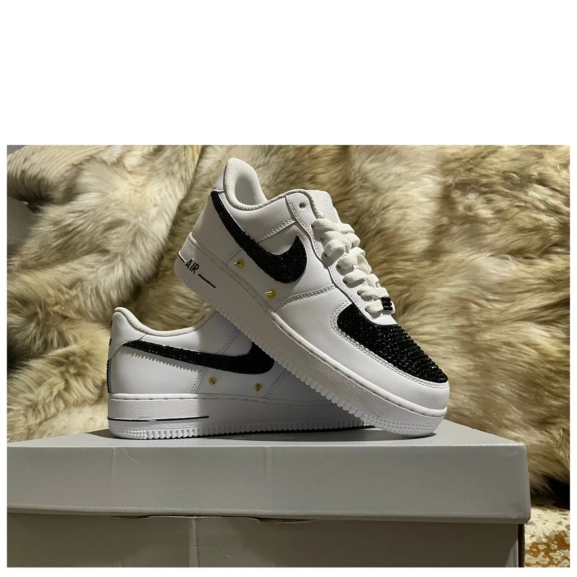 Custom Air Force 1 White Black Rhinestones