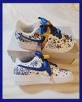 Custom Air Force 1 White Blue Gold with Beauty and the Beast Theme and Rhinestones