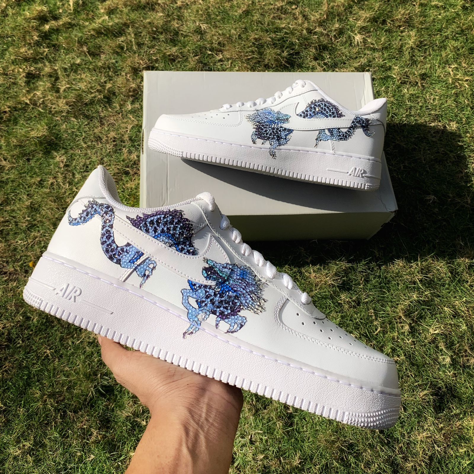 Custom Air Force 1 White Dragon Pattern