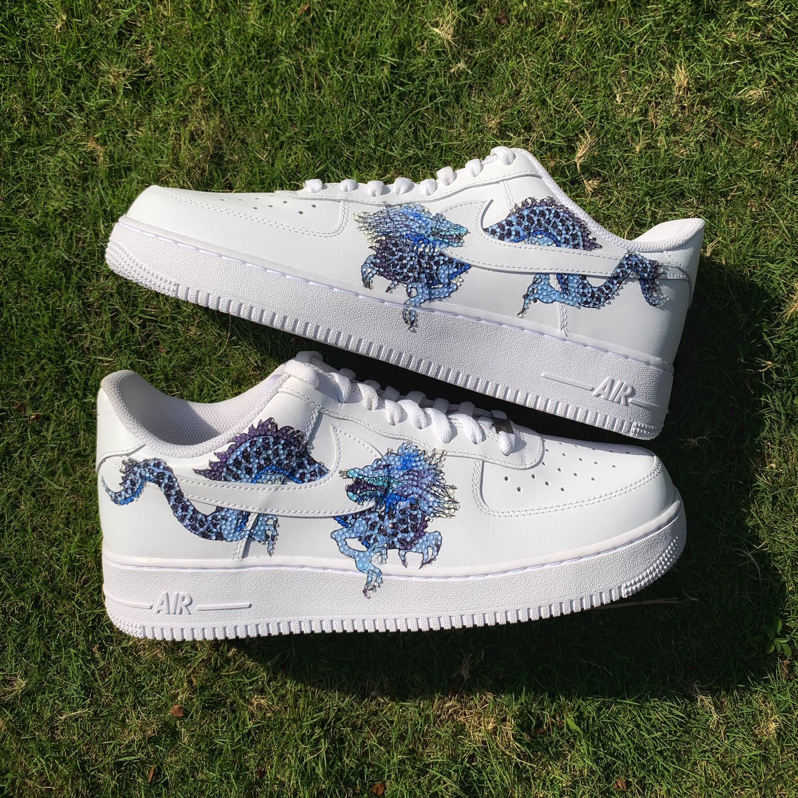 Custom Air Force 1 White Dragon Pattern