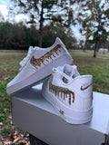 Custom Air Force 1 White Glitter Drip Design