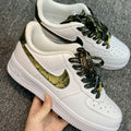 Custom Air Force 1 White Gold Cracked Pattern With Gold Splashes