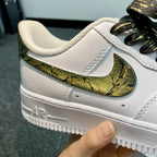 Custom Air Force 1 White Gold Cracked Pattern With Gold Splashes