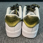 Custom Air Force 1 White Gold Cracked Pattern With Gold Splashes