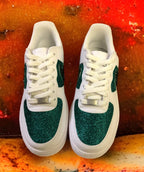 Custom Air Force 1 White Green Glitter