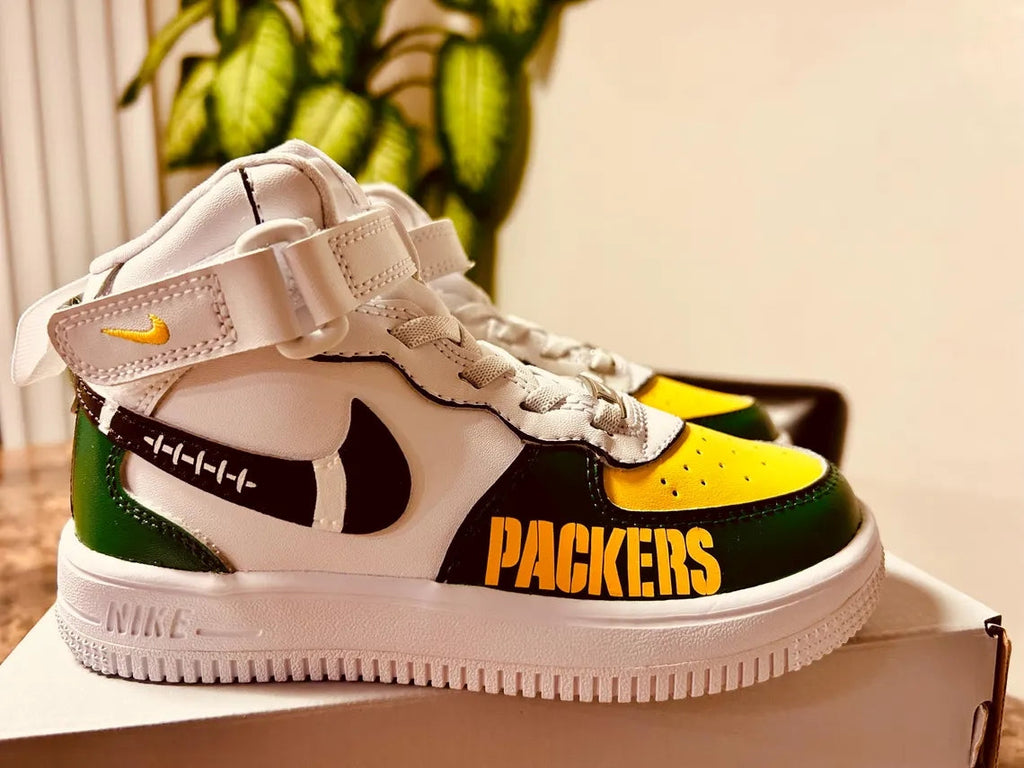 Custom Air Force 1 White Green Yellow Packers Design