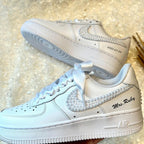 Custom Air Force 1 White Pearl Embellished With Satin Laces