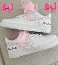 Custom Air Force 1 White Pink Pearl Embellishment With Bow