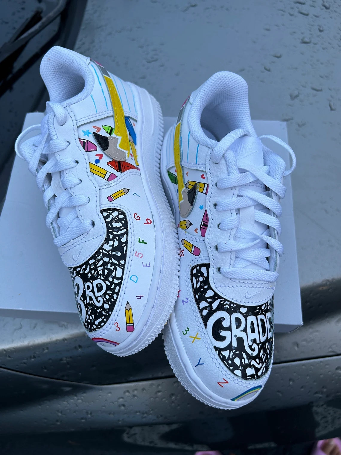 Custom Air Force 1 White School Supplies Pattern