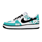 Custom Air Force 1 White Teal With Mercedes Pattern