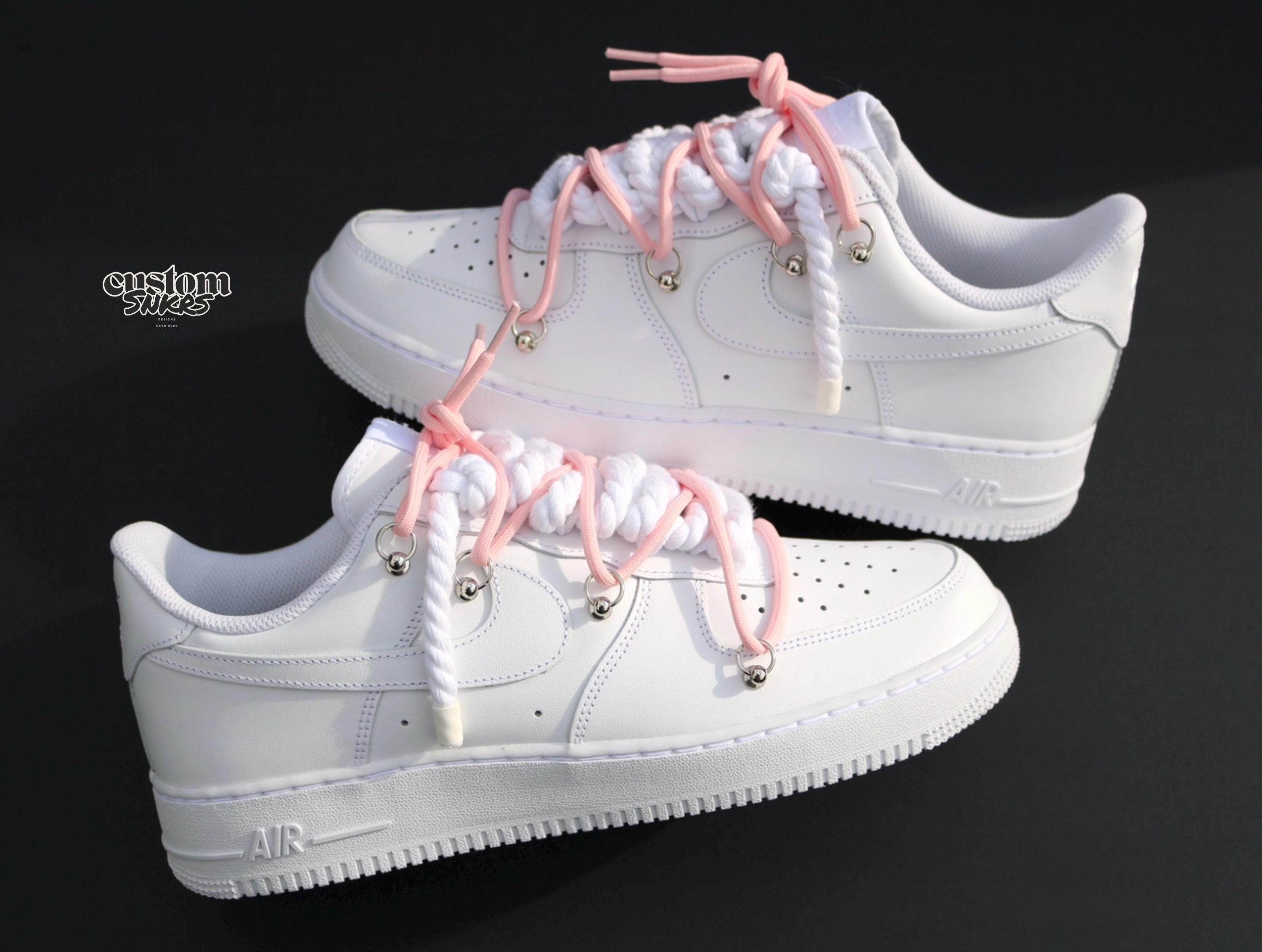 Custom Air Force 1 White with Baby Pink Laces
