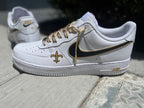 Custom Air Force 1 White With Black And Gold Accents