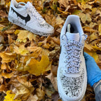 Custom Air Force 1 White With Black Drip And Splatter Pattern