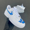 Custom Air Force 1 White With Blue Wave Pattern