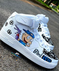 Custom Air Force 1 White With Cartoon Character And Bullet - Hole Patterns