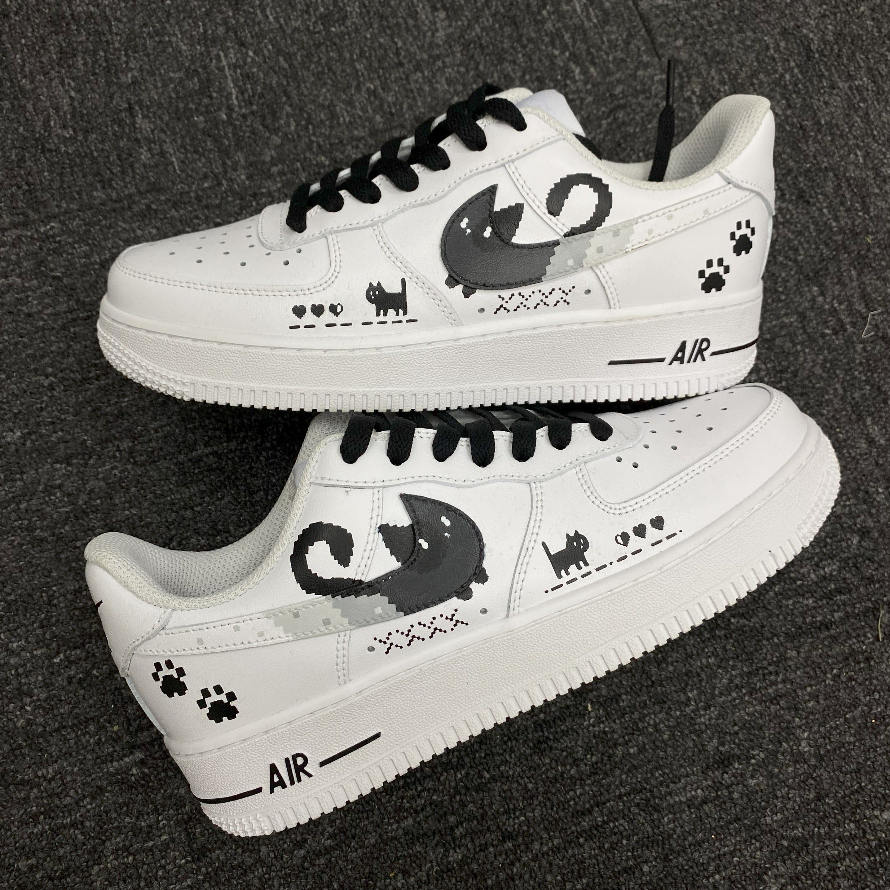 Custom Air Force 1 White With Cat And Paw