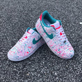 Custom Air Force 1 White with Pink and Teal Splatter