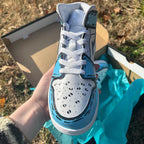 Custom Air Jordan 1 Baby Blue Cartoon Pattern
