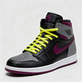 Custom Air Jordan 1 Black Gray Purple With Yellow Laces