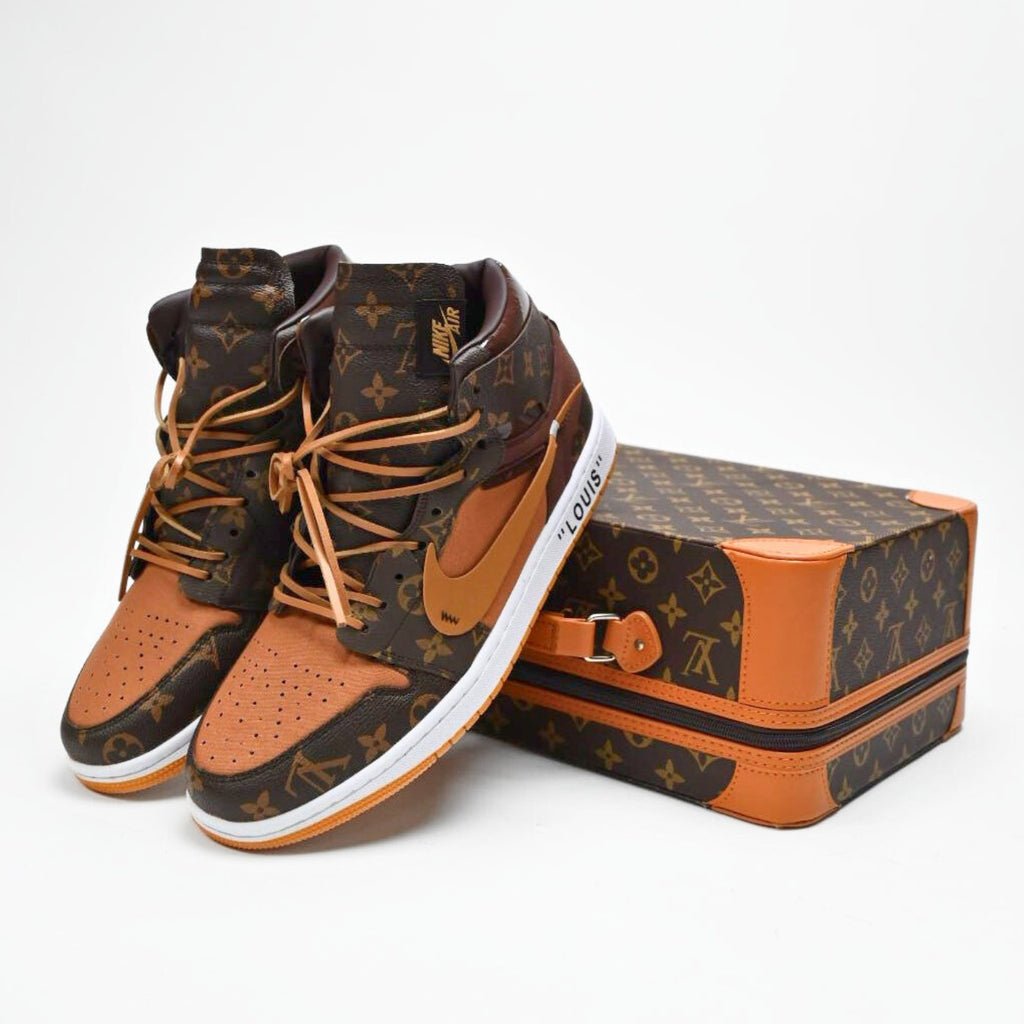 Custom Air Jordan 1 Brown LV Pattern