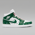 Custom Air Jordan 1 Green White Christmas Patterns