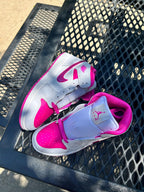 Custom Air Jordan 1 White and Hot Pink With Glittery Swooshes