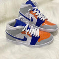 Custom Air Jordan 1 White Blue Orange Color - Blocked