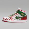 Custom Air Jordan 1 White Green Red Christmas Theme